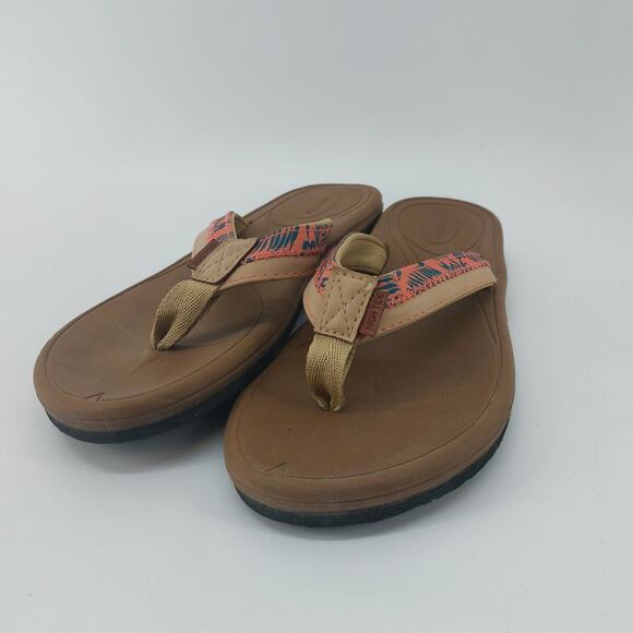 Hi Tide Flip Flop Sandals XH-0521-10 Coral Green Hawaiian Print Size 10 - Picture 9 of 12